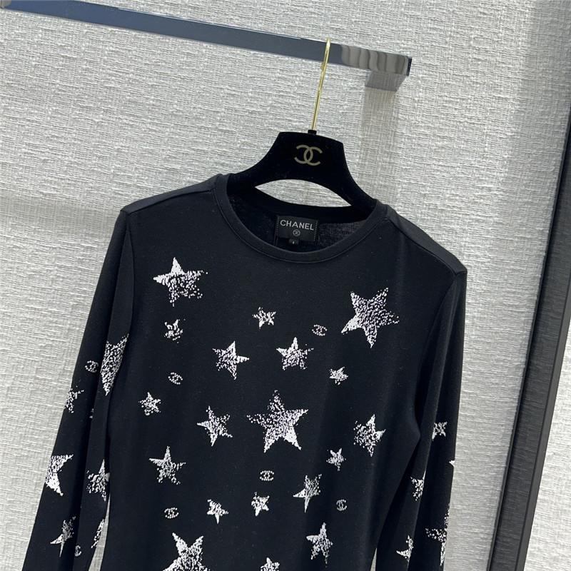 Ch**el star printed rhinestone bottoming top