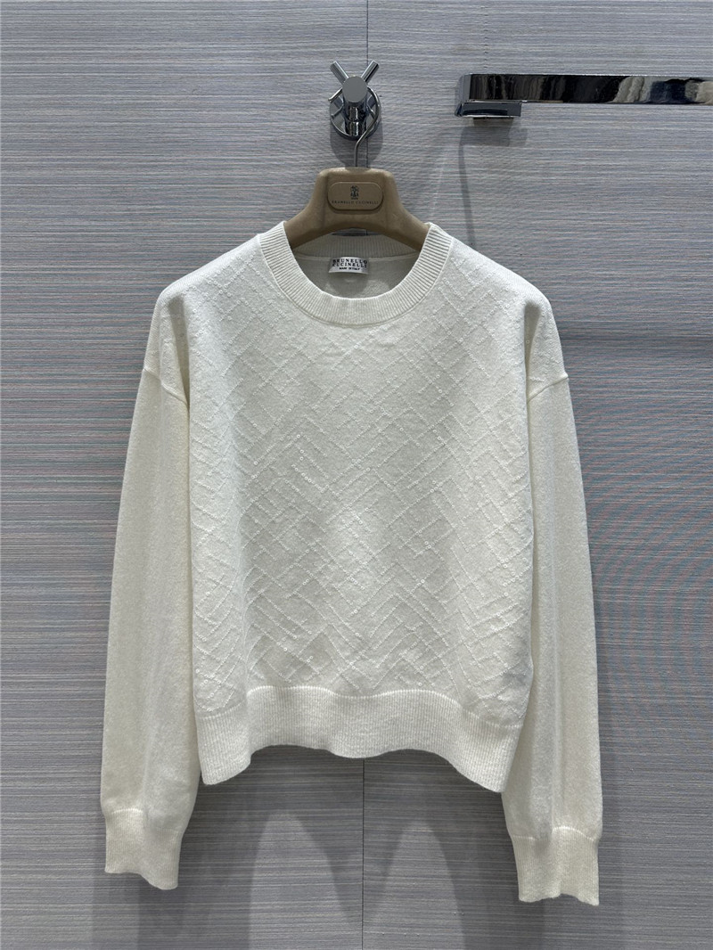 BC Jacquard Cashmere Sweater in White