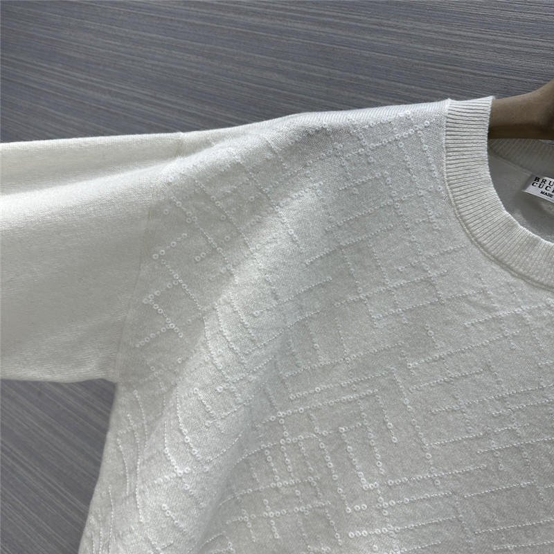 BC Jacquard Cashmere Sweater in White