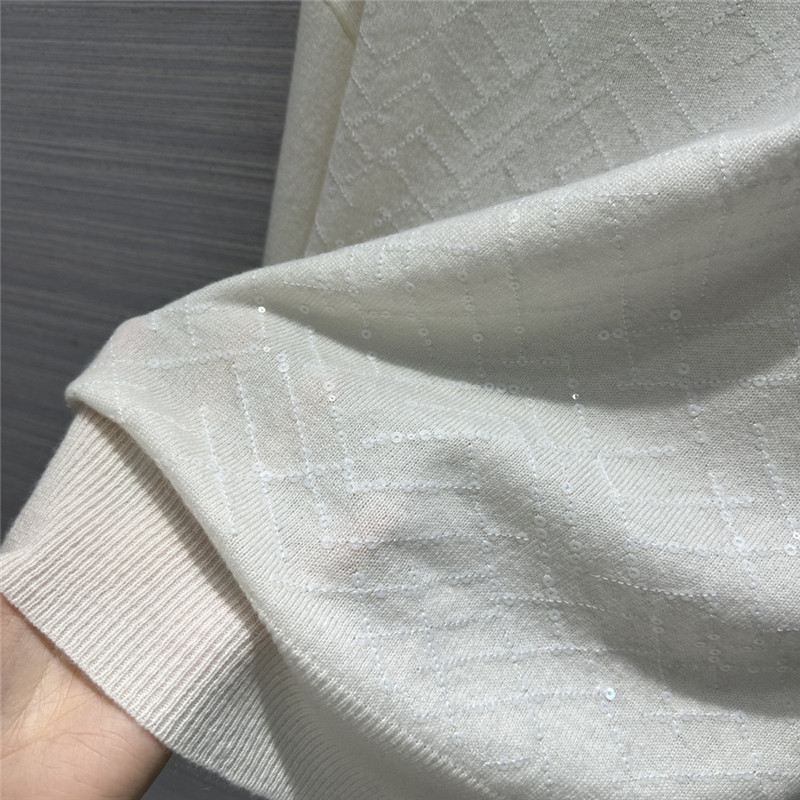 BC Jacquard Cashmere Sweater in White