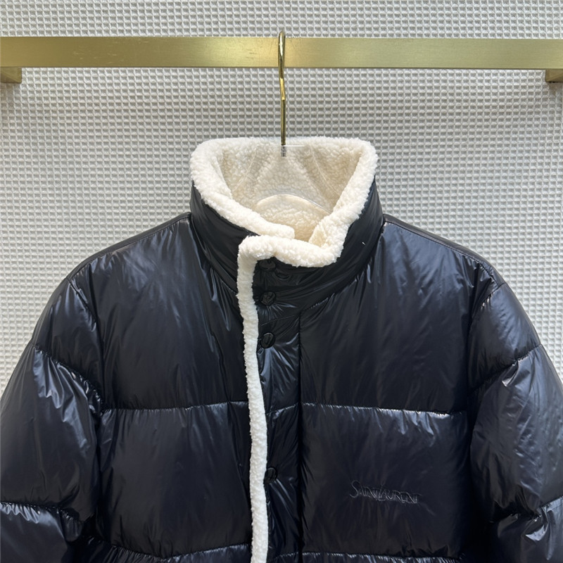 Y51 stand collar grain fleece lined down jacket