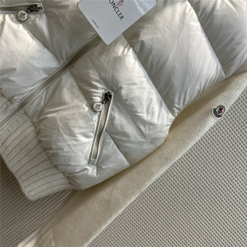 Moncler wool blend knitted patchwork down jacket