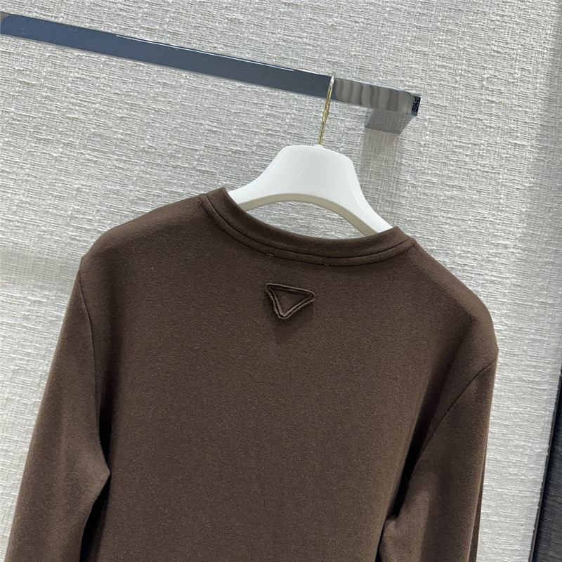 Pra*a triangle logo patch brushed base layer shirt
