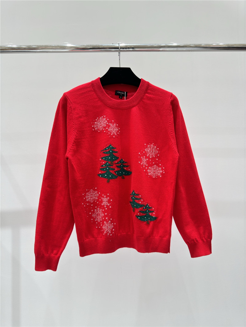 Ch**el christmas jacquard knitted sweater red