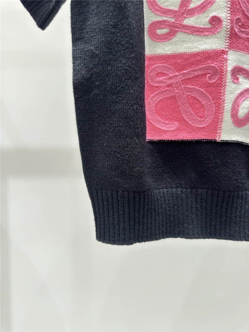 L0ew* logo knitted short sweater in navy