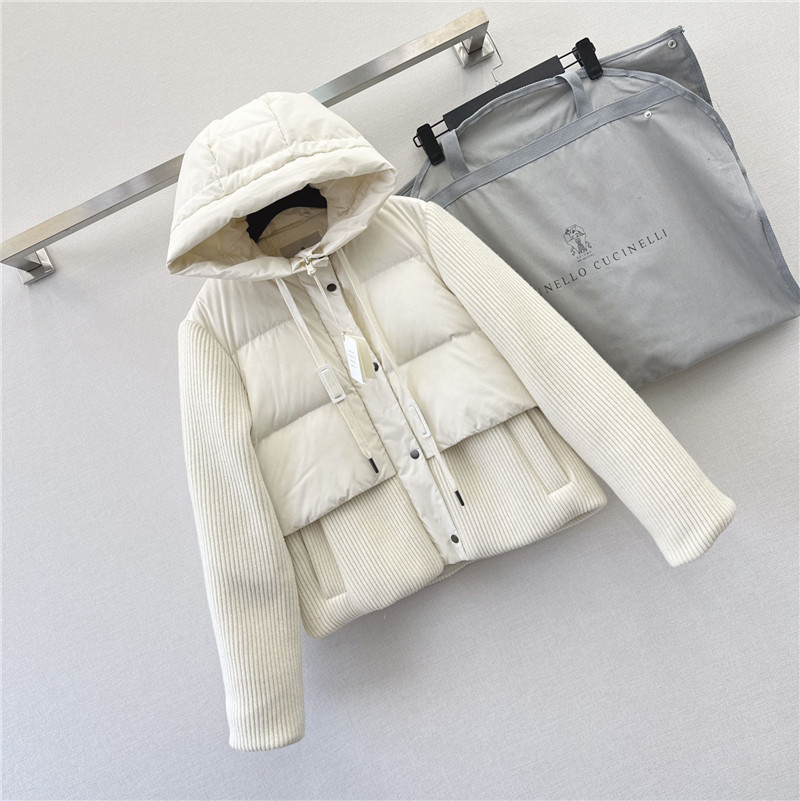 BC cashmere and wool patchwork bread down jacket