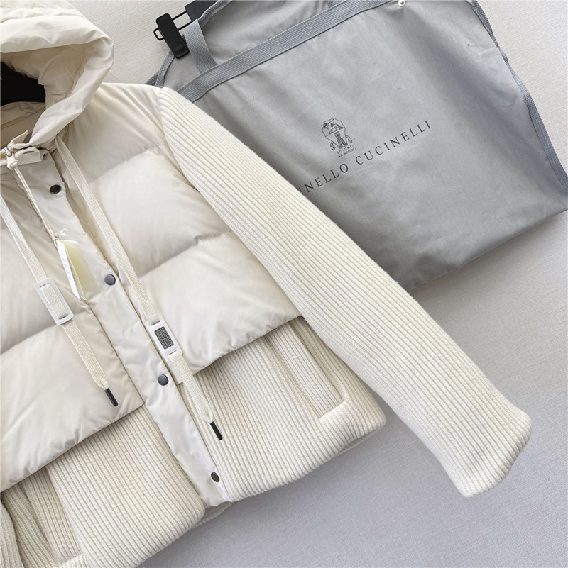 BC cashmere and wool patchwork bread down jacket