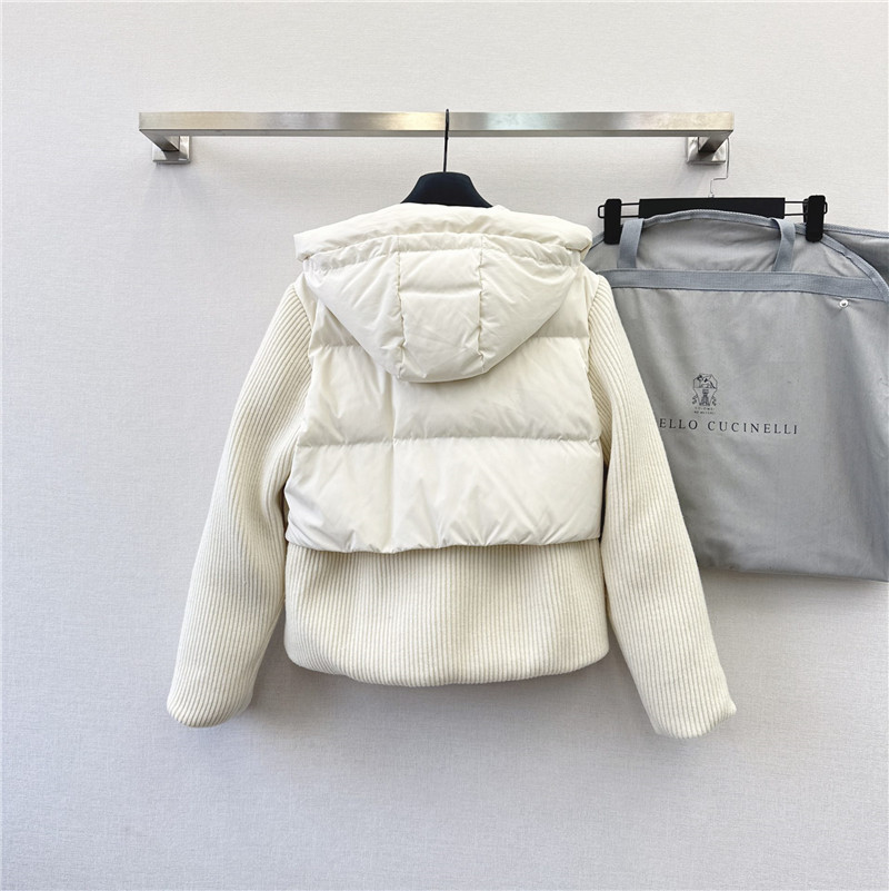 BC cashmere and wool patchwork bread down jacket