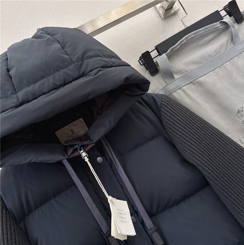 BC cashmere and wool patchwork bread down jacket