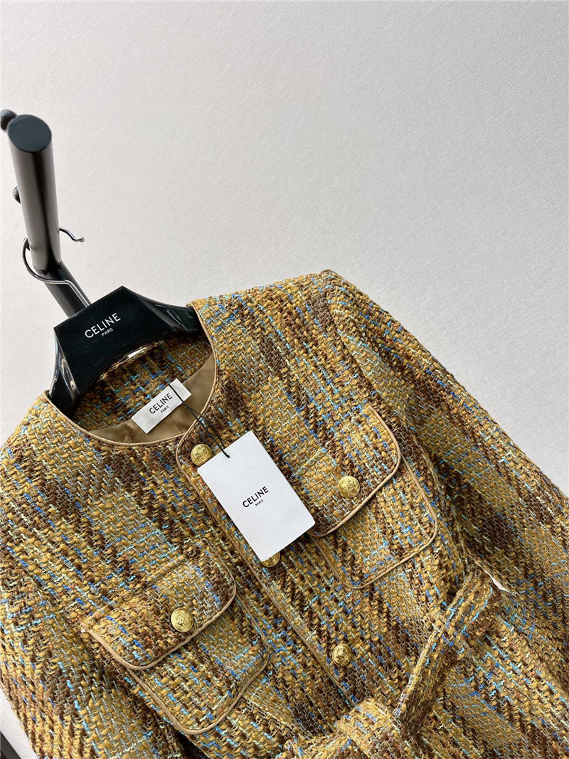 Ce1i*e retro style gold button woven jacket