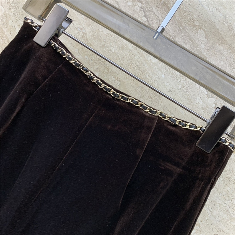 Ch**el gold velvet chain wide leg pants