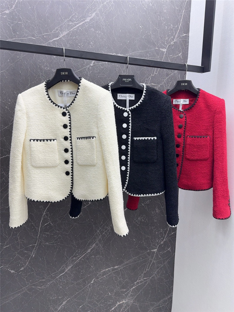 D10r wool jacket with contrast embroidered trim