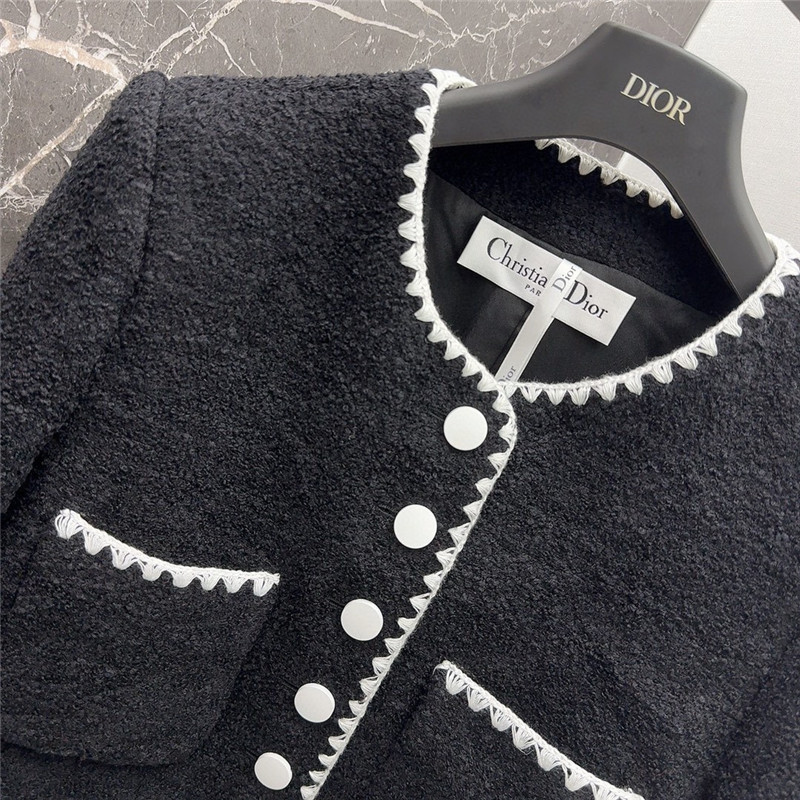 D10r wool jacket with contrast embroidered trim