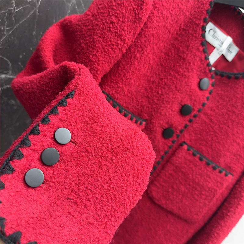 D10r wool jacket with contrast embroidered trim