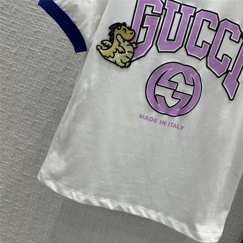 Gvc*1 little flying dragon embroidered logo printed cotton t-shirt