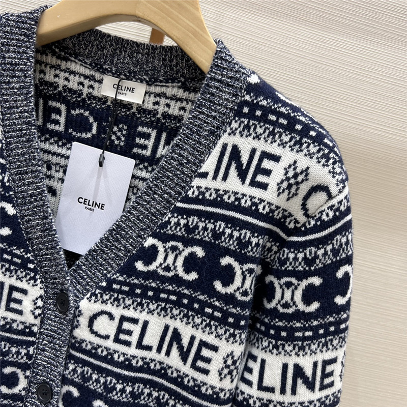 Ce1i*e logo v-neck wool cardigan