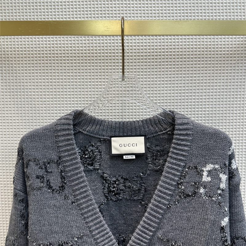 GG Intarsia V-Neck Knitted Cardigan