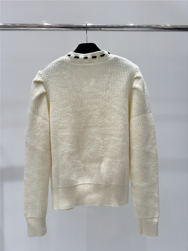 Miu Miu Logo Bow Knitted Cardigan Off-White