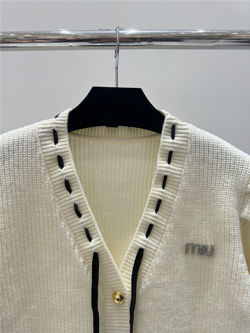 Miu Miu Logo Bow Knitted Cardigan Off-White