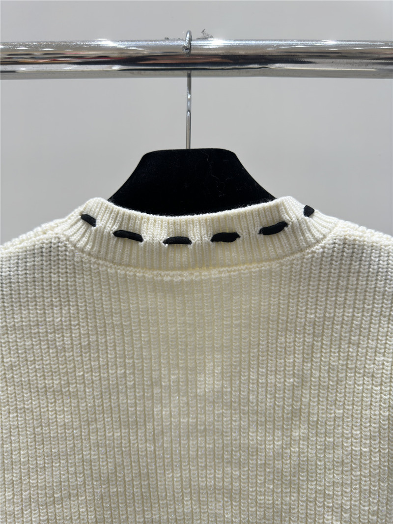 Miu Miu Logo Bow Knitted Cardigan Off-White