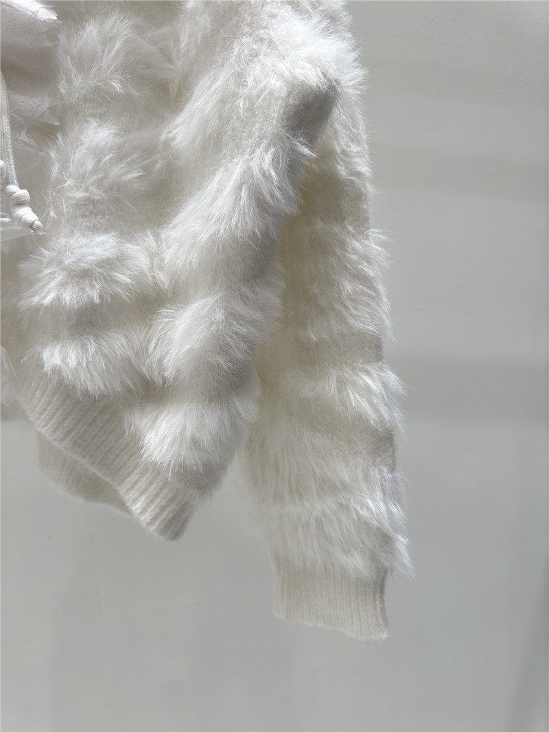 Miu Miu Rhinestone Wool Cardigan White