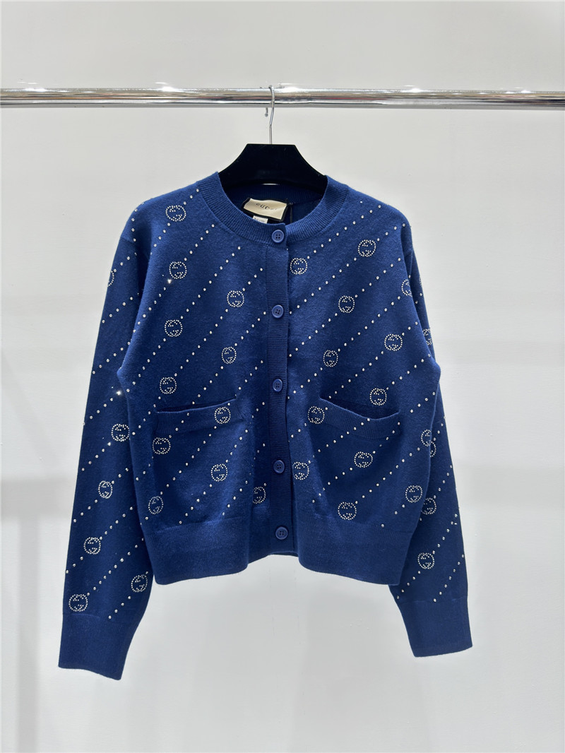 gvc*1 hot D1am0nd logo knitted cardigan blue