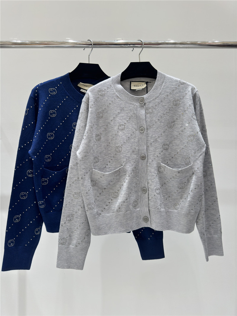 gvc*1 hot D1am0nd logo knitted cardigan grey