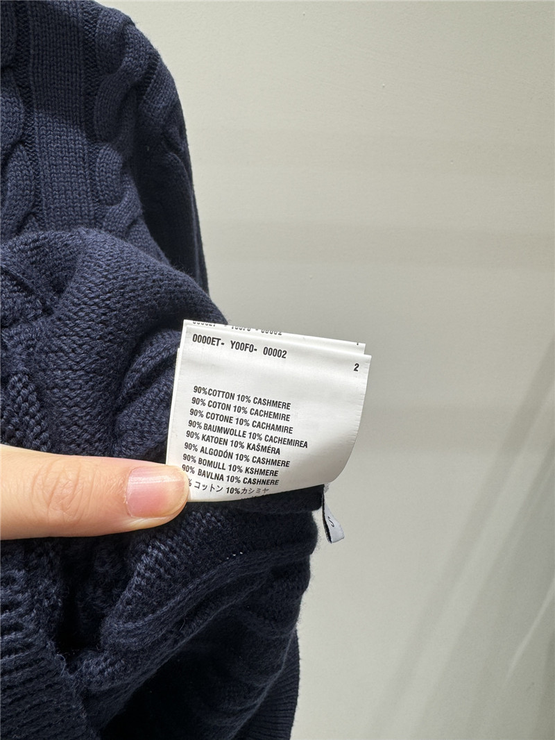 Pra*a logo pocket twist knit sweater navy