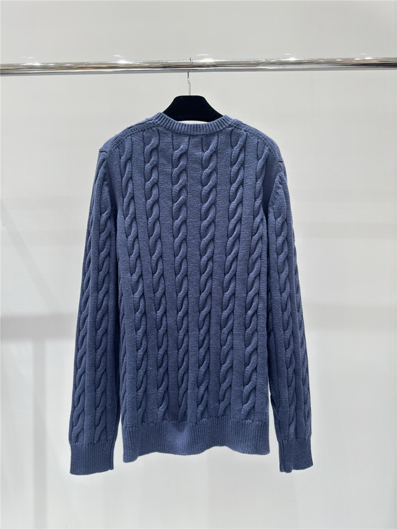 Pra*a logo pocket twist knit sweater blue