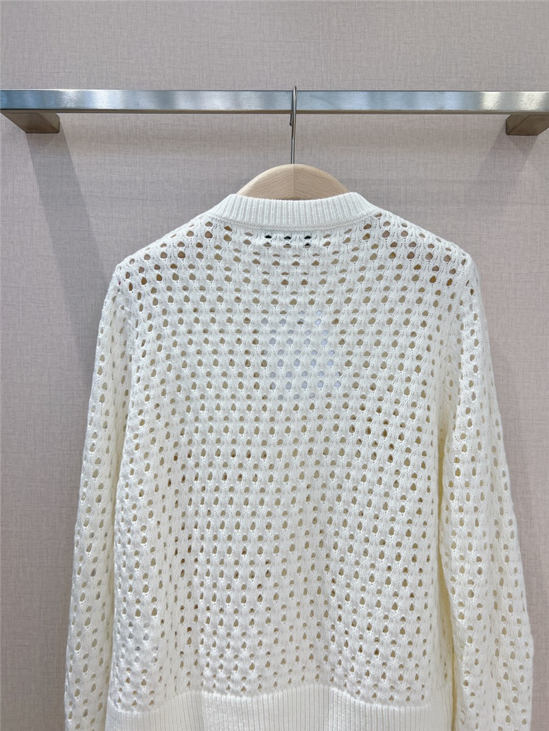 D10r hollow solid color cardigan white