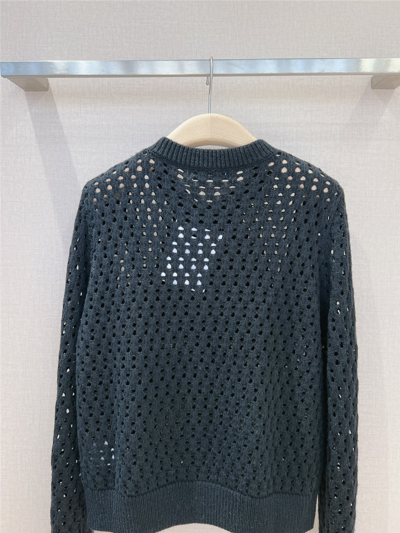 D10r hollow solid color cardigan in black