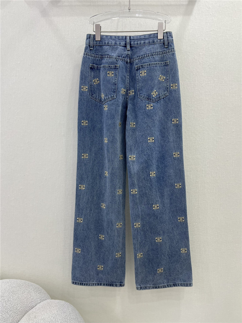 Ce1i*e new arc de triomphe printed logo straight jeans