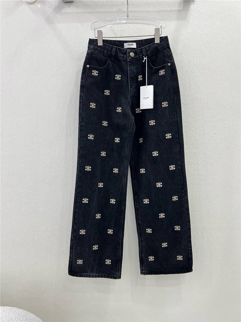 Ce1i*e new arc de triomphe printed logo straight jeans