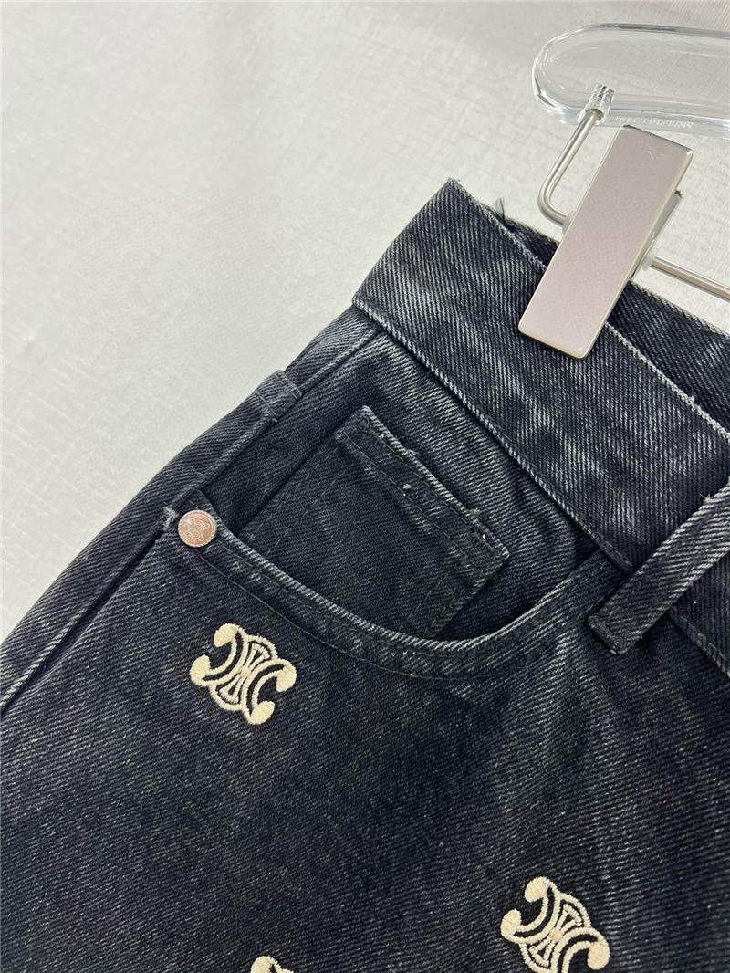 Ce1i*e new arc de triomphe printed logo straight jeans