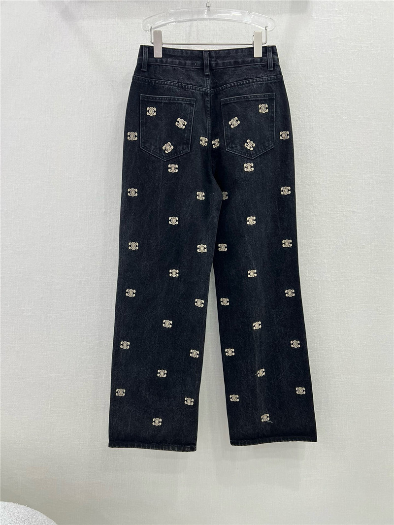 Ce1i*e new arc de triomphe printed logo straight jeans