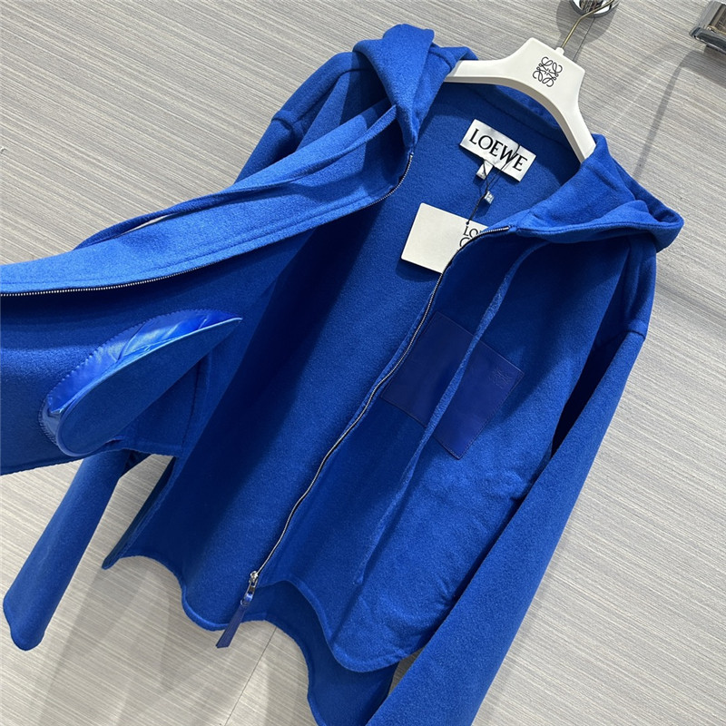L0ew* hooded leather cashmere jacket