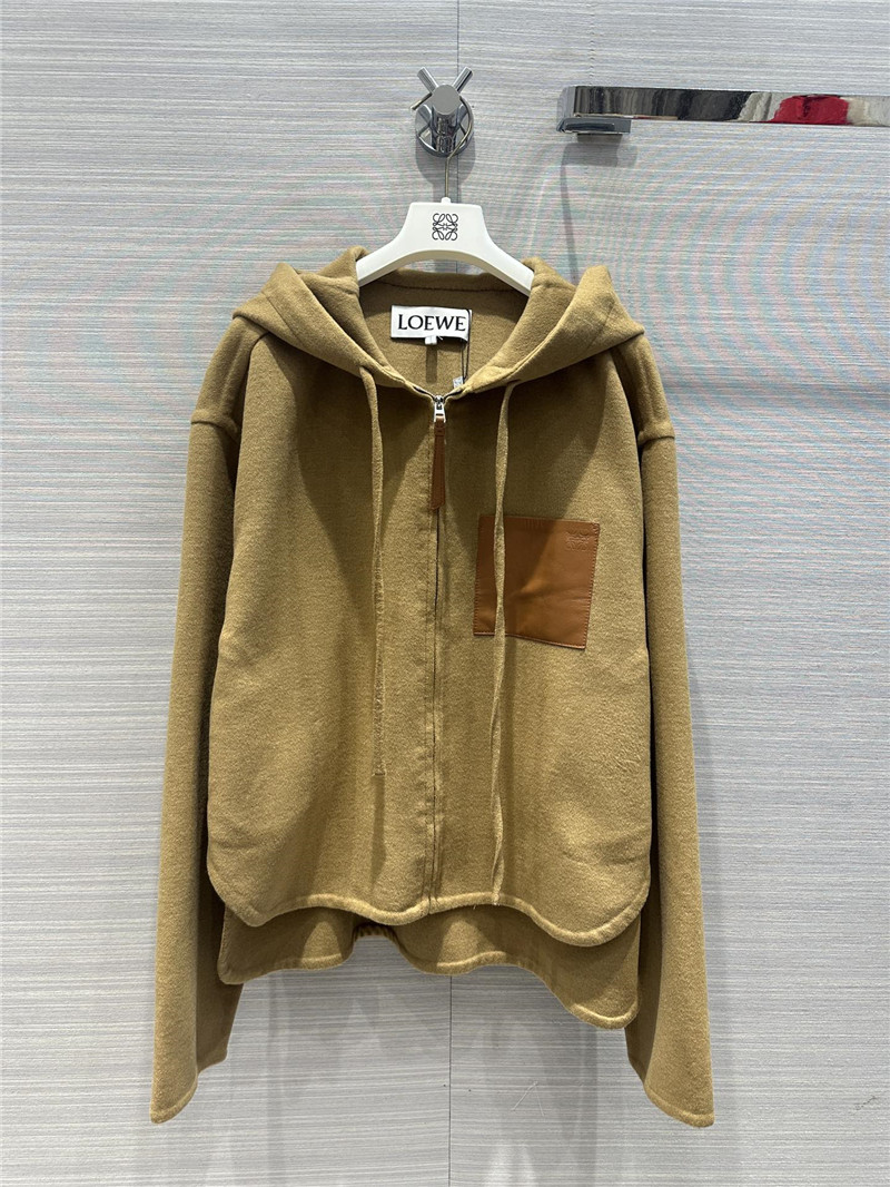 L0ew* hooded leather cashmere jacket