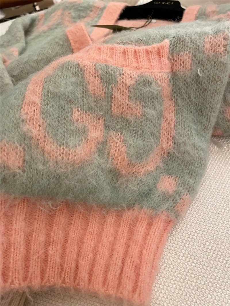 Gvc*1 jacquard gg mohair cardigan pink