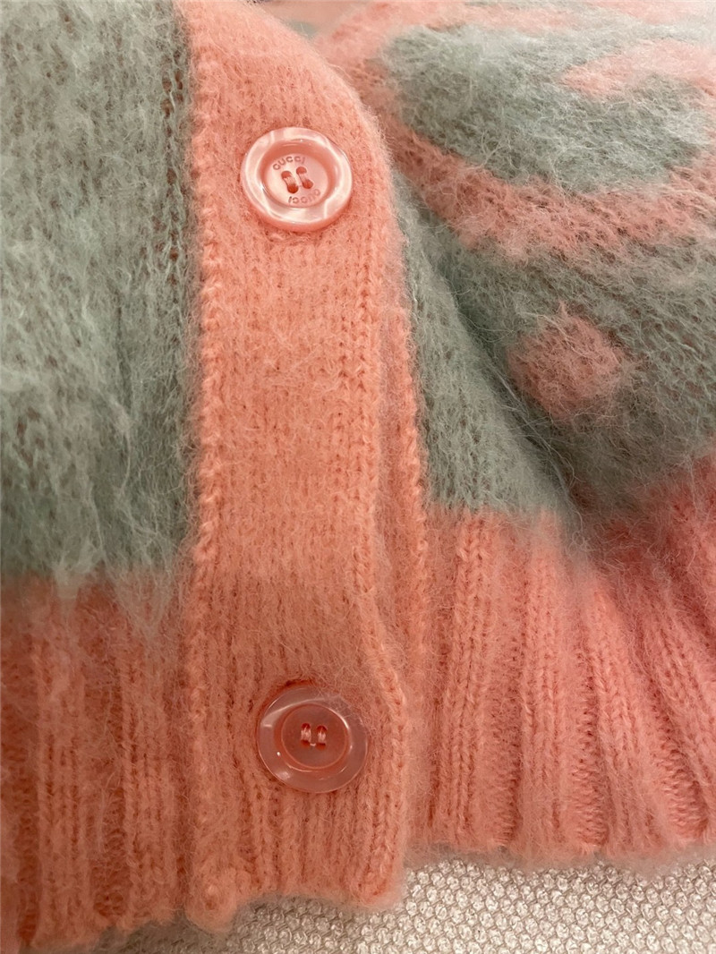 Gvc*1 jacquard gg mohair cardigan pink
