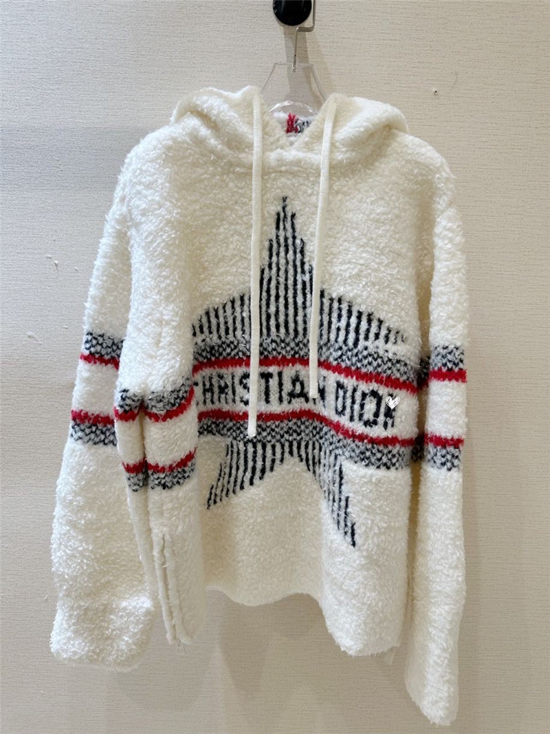 D10r white embroidered star logo hoodie