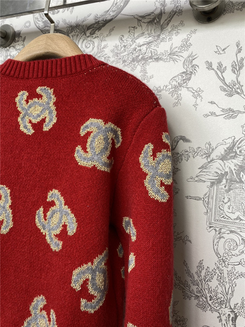 Ch**el logo jacquard knitted cardigan