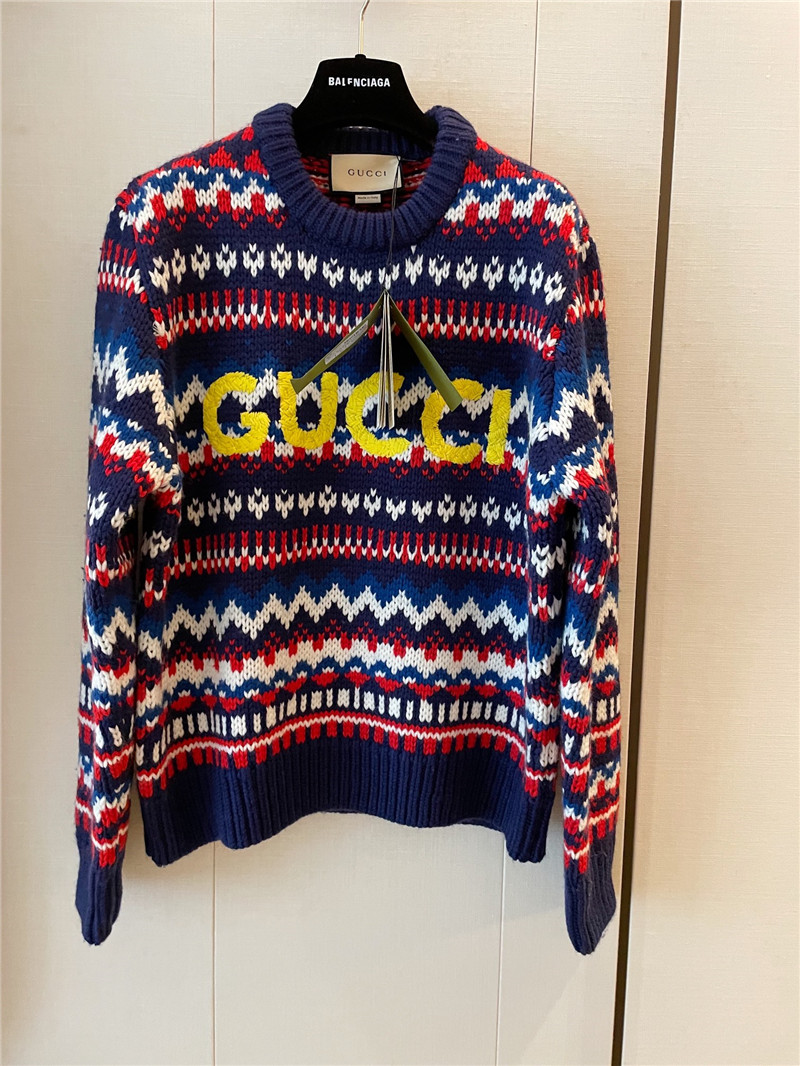 Gvc*1 logo multicolor wool sweater