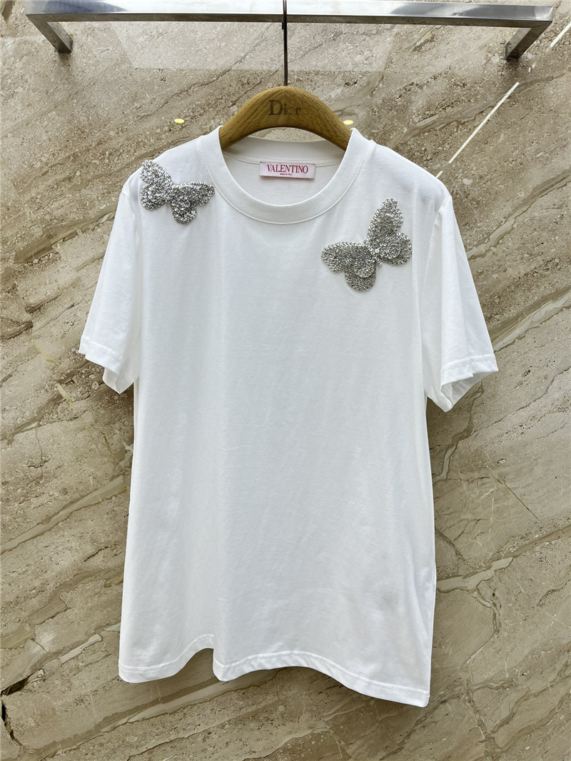 Va1e*ntin0 early spring crystal butterfly t-shirt