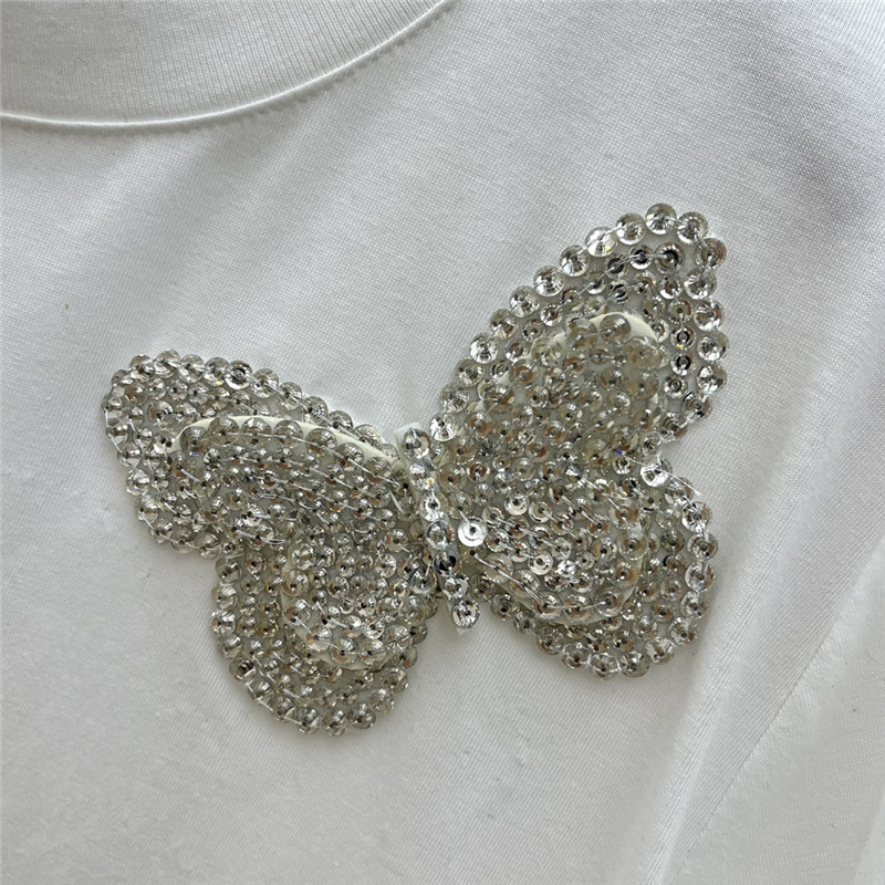 Va1e*ntin0 early spring crystal butterfly t-shirt