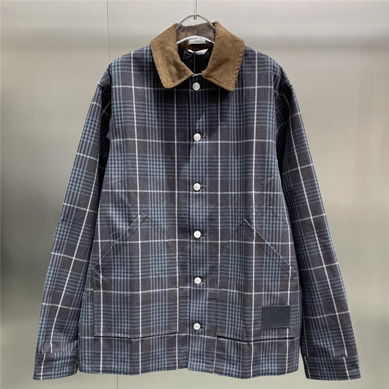 D10r plaid long lapel denim jacket