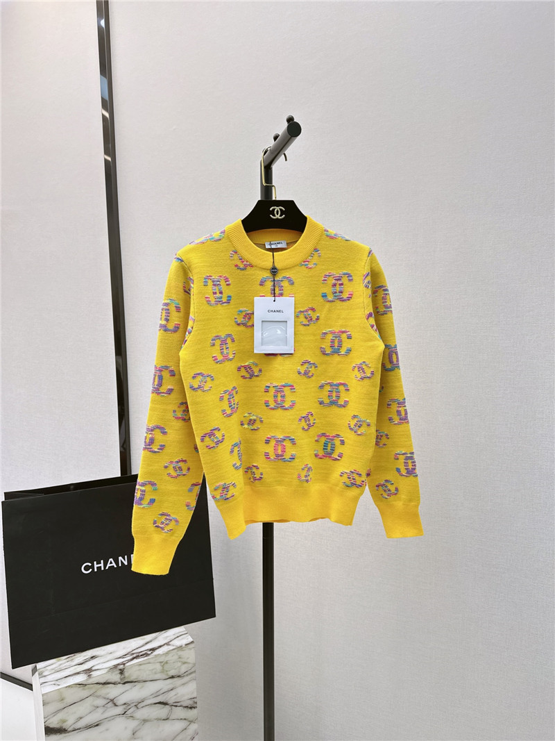 Ch**el logo embroidered sweater yellow
