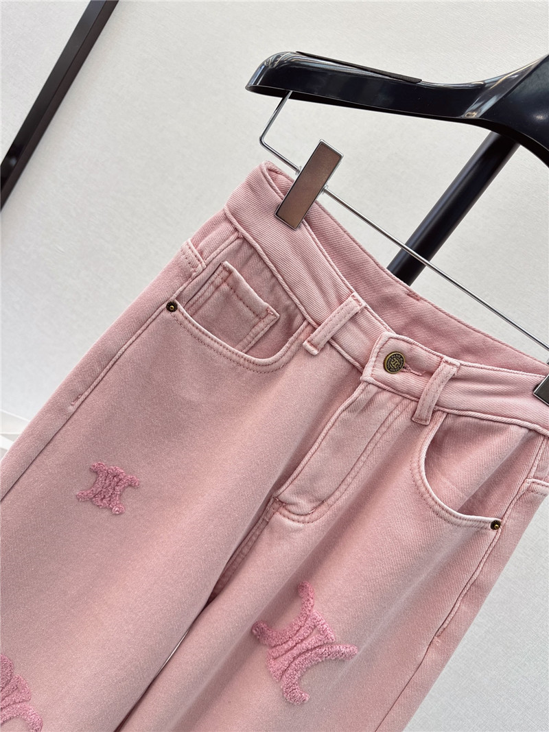 Ce1i*e new logo flocked decorative velvet jeans