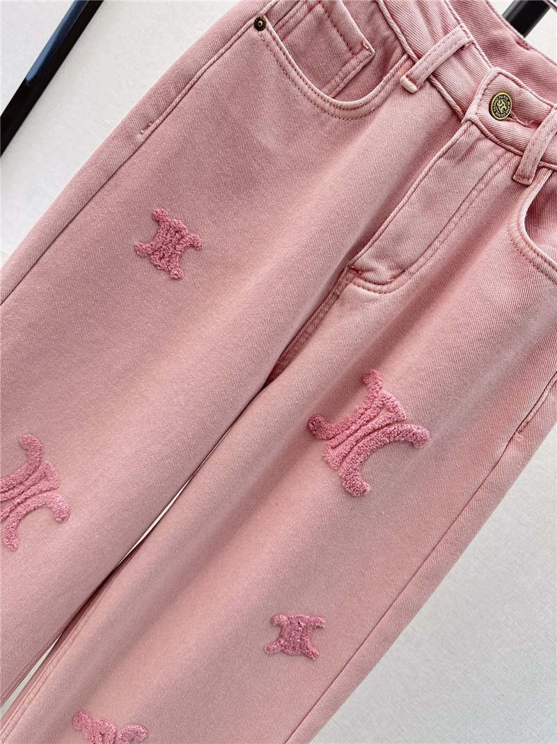 Ce1i*e new logo flocked decorative velvet jeans
