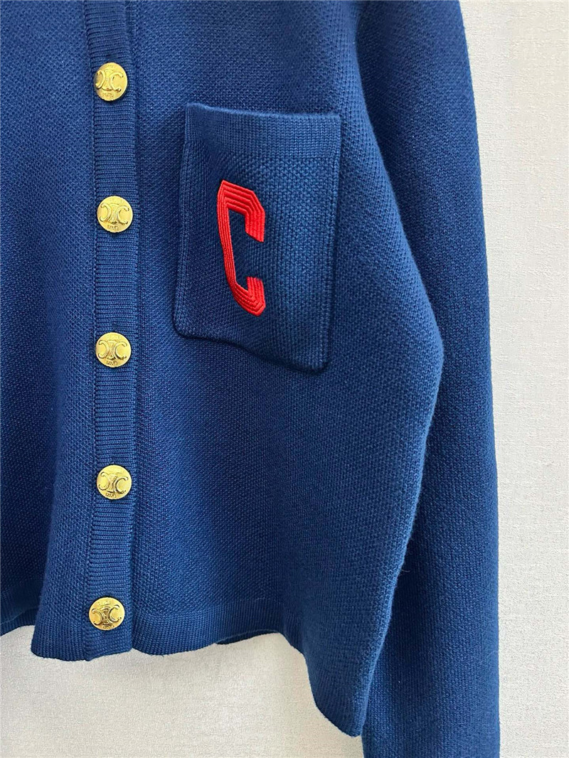 Ce1i*e lace collar cardigan blue