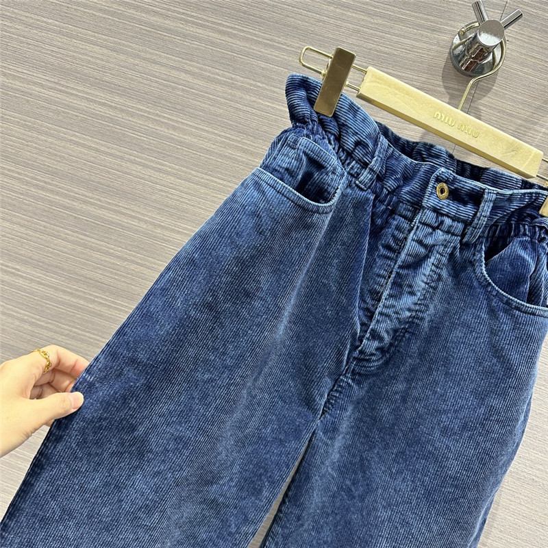 M1um1u distressed washed corduroy trousers